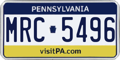 PA license plate MRC5496