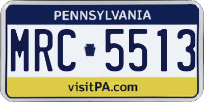 PA license plate MRC5513