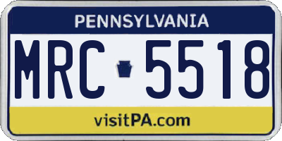 PA license plate MRC5518