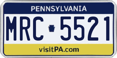 PA license plate MRC5521