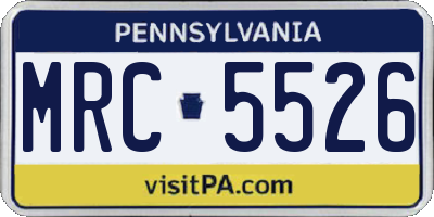 PA license plate MRC5526