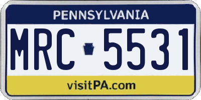PA license plate MRC5531