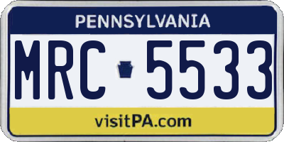 PA license plate MRC5533