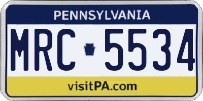 PA license plate MRC5534