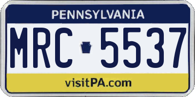 PA license plate MRC5537