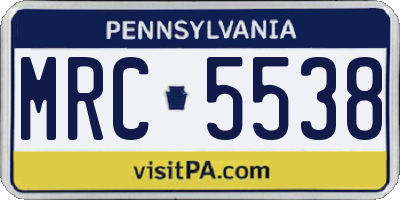 PA license plate MRC5538