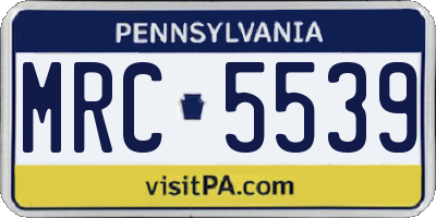PA license plate MRC5539