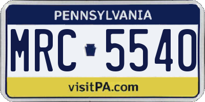 PA license plate MRC5540