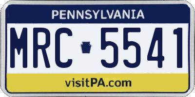 PA license plate MRC5541