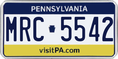 PA license plate MRC5542