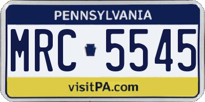 PA license plate MRC5545