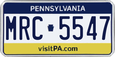 PA license plate MRC5547