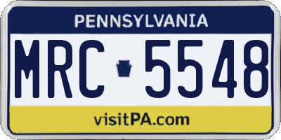 PA license plate MRC5548