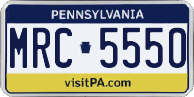 PA license plate MRC5550