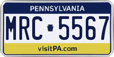 PA license plate MRC5567