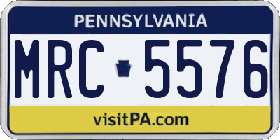 PA license plate MRC5576