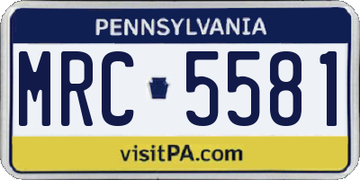PA license plate MRC5581