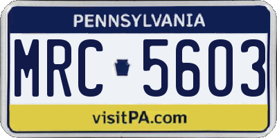 PA license plate MRC5603