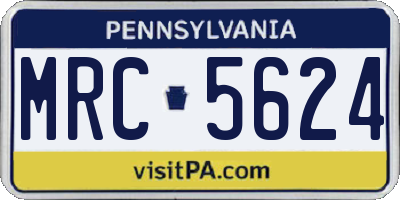 PA license plate MRC5624