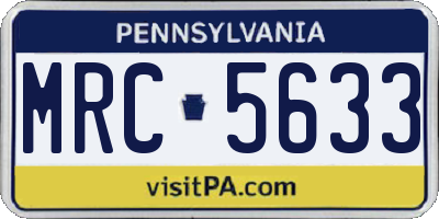 PA license plate MRC5633