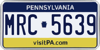 PA license plate MRC5639