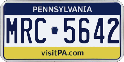 PA license plate MRC5642