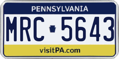 PA license plate MRC5643