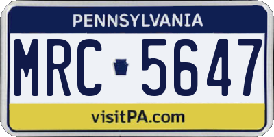 PA license plate MRC5647