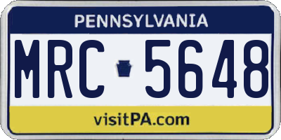 PA license plate MRC5648