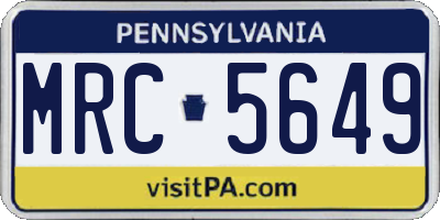 PA license plate MRC5649