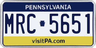 PA license plate MRC5651