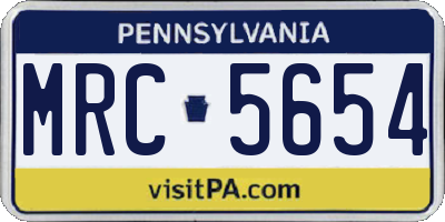 PA license plate MRC5654