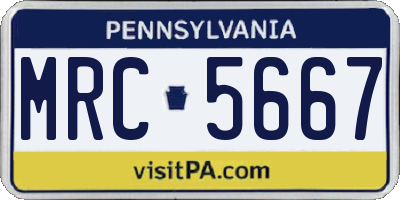 PA license plate MRC5667