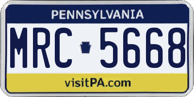 PA license plate MRC5668