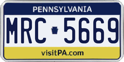 PA license plate MRC5669