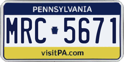 PA license plate MRC5671