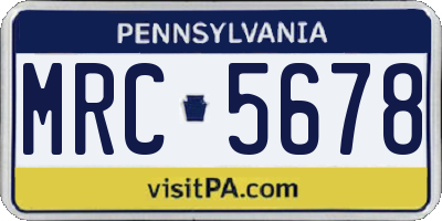 PA license plate MRC5678