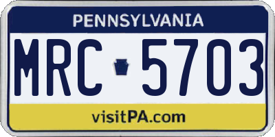 PA license plate MRC5703