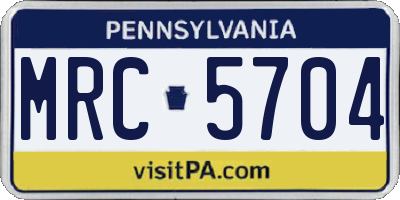 PA license plate MRC5704