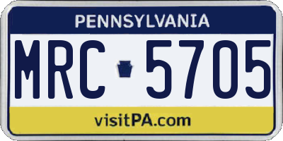 PA license plate MRC5705