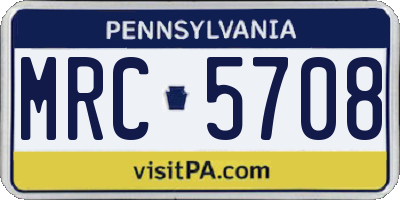 PA license plate MRC5708