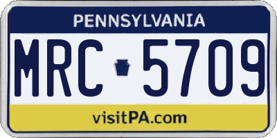 PA license plate MRC5709