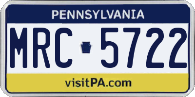 PA license plate MRC5722