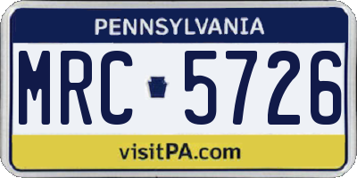 PA license plate MRC5726