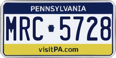 PA license plate MRC5728