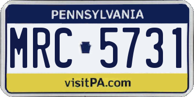 PA license plate MRC5731