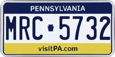PA license plate MRC5732