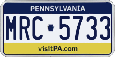 PA license plate MRC5733