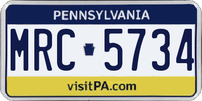 PA license plate MRC5734