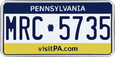PA license plate MRC5735
